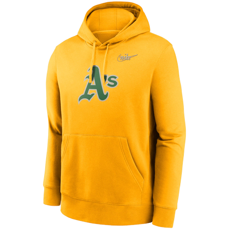 Nike Oakland Athletics Cooperstown Mashup Logo Club Pullover Hoodie - Gold product image 1, provided for visual reference