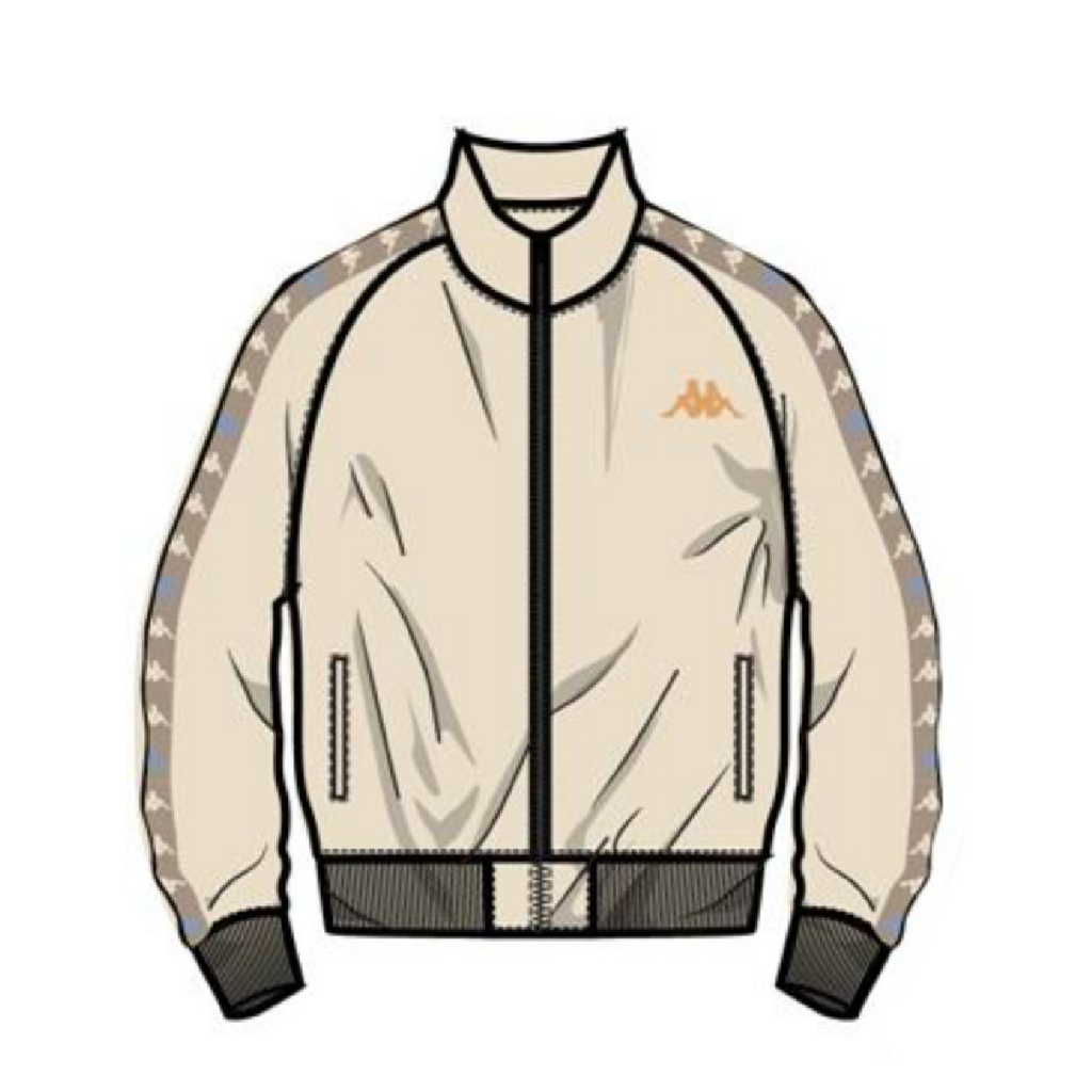Kappa 222 Banda Dullo Track Jacket-Beige Ecru-Brown-Blue Cielo product image 1, provided for visual reference and product