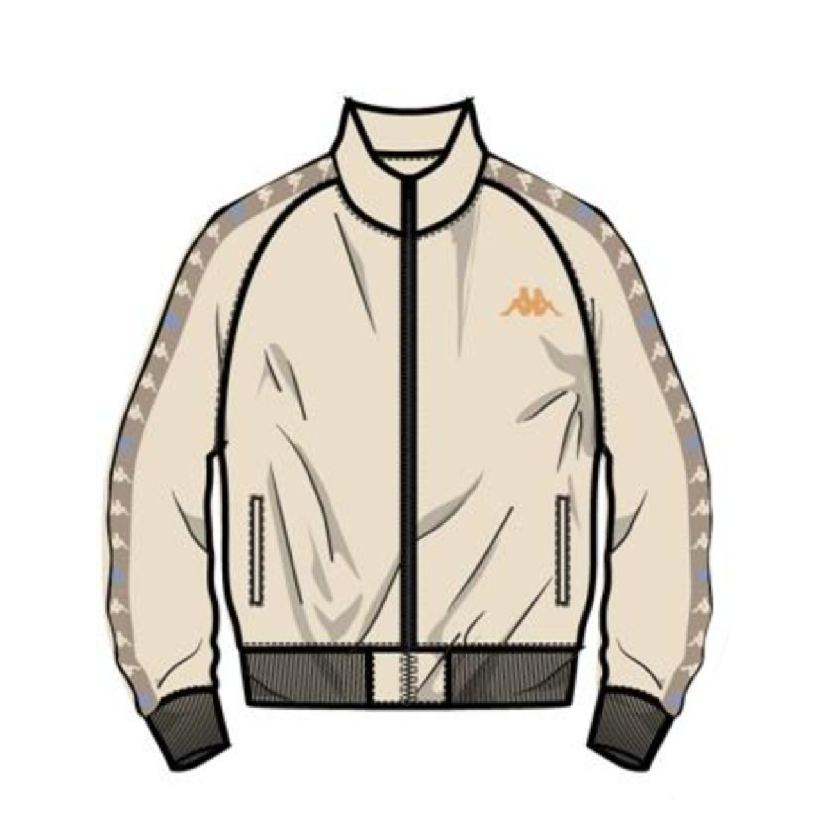 Kappa 222 Banda Dullo Track Jacket-Beige Ecru-Brown-Blue Cielo product image 1, provided for visual reference and product