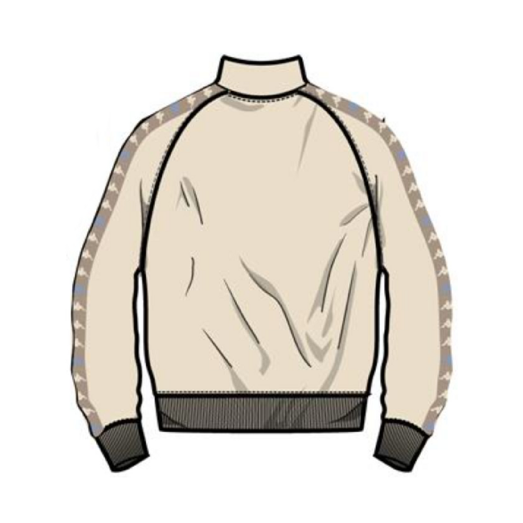 Kappa 222 Banda Dullo Track Jacket-Beige Ecru-Brown-Blue Cielo product image 2, provided for visual reference and product