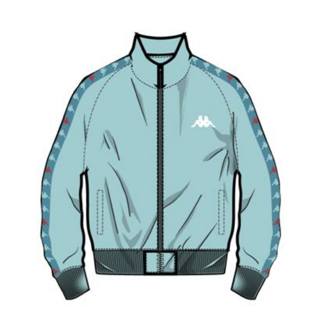 Kappa 222 Banda Dullo Track Jacket-Green Water-Blue Peacock-Red Toreador product image 1, provided for visual reference and