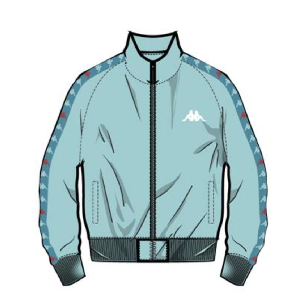 Kappa 222 Banda Dullo Track Jacket-Green Water-Blue Peacock-Red Toreador product image 1, provided for visual reference and