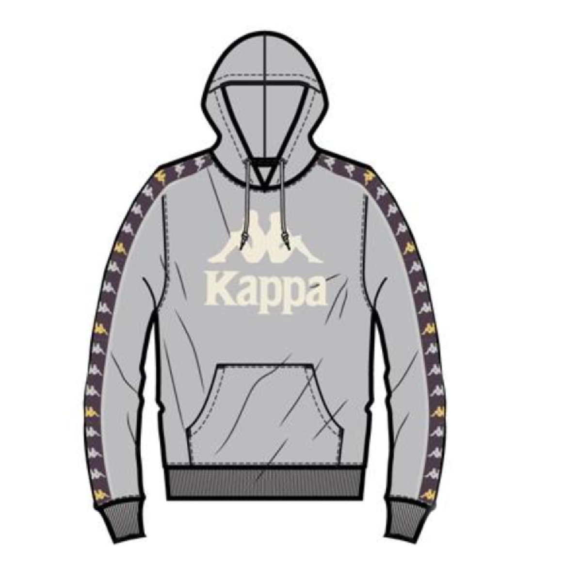 Kappa 222 Banda Hurtado 3 Hoodie - Grey-Violet Bloom-Yellow product image 1, provided for visual reference and product